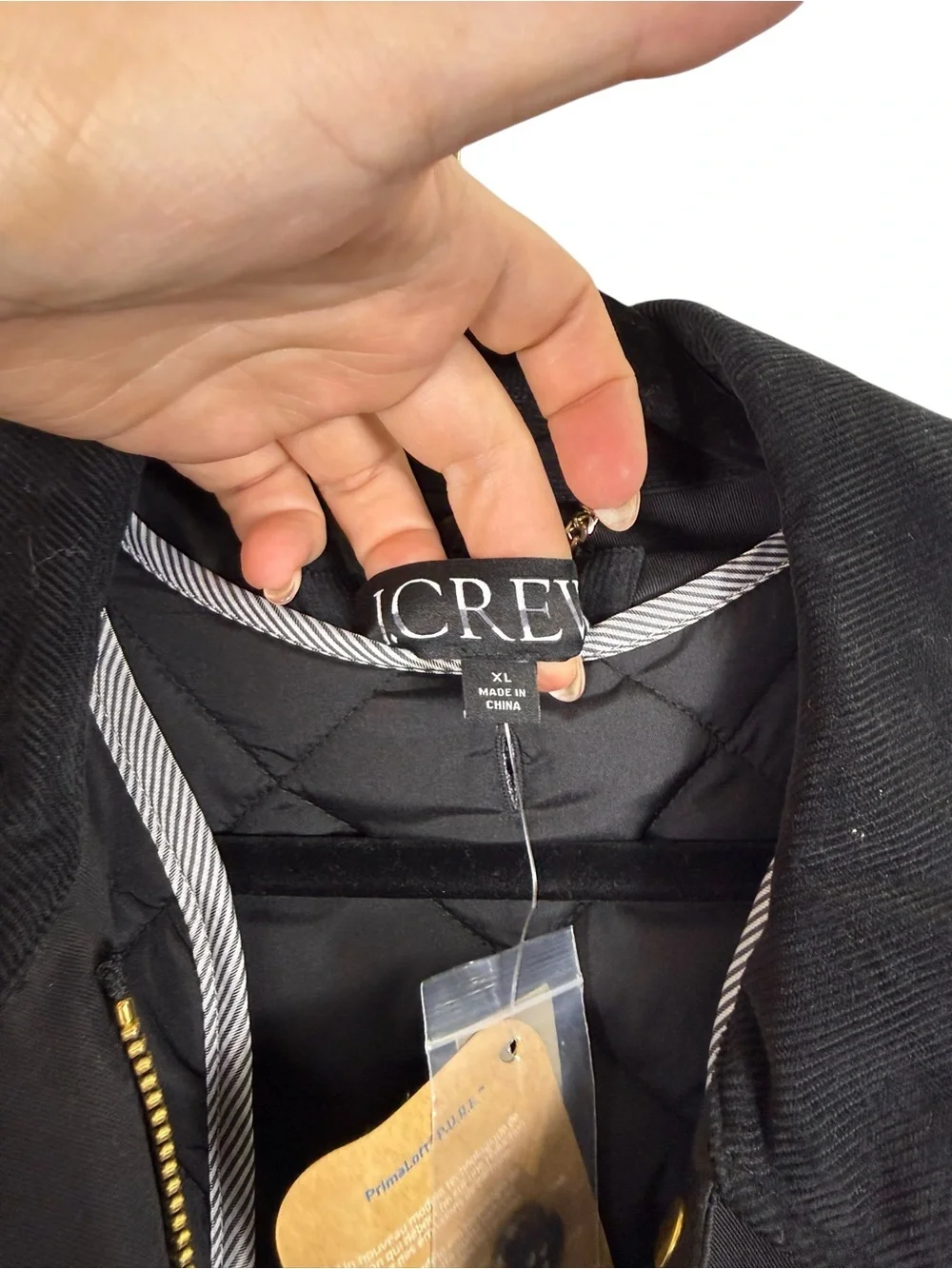 NWT J. Crew Long Barn Jacket in Waxed Cotton Twill Black Sz XL